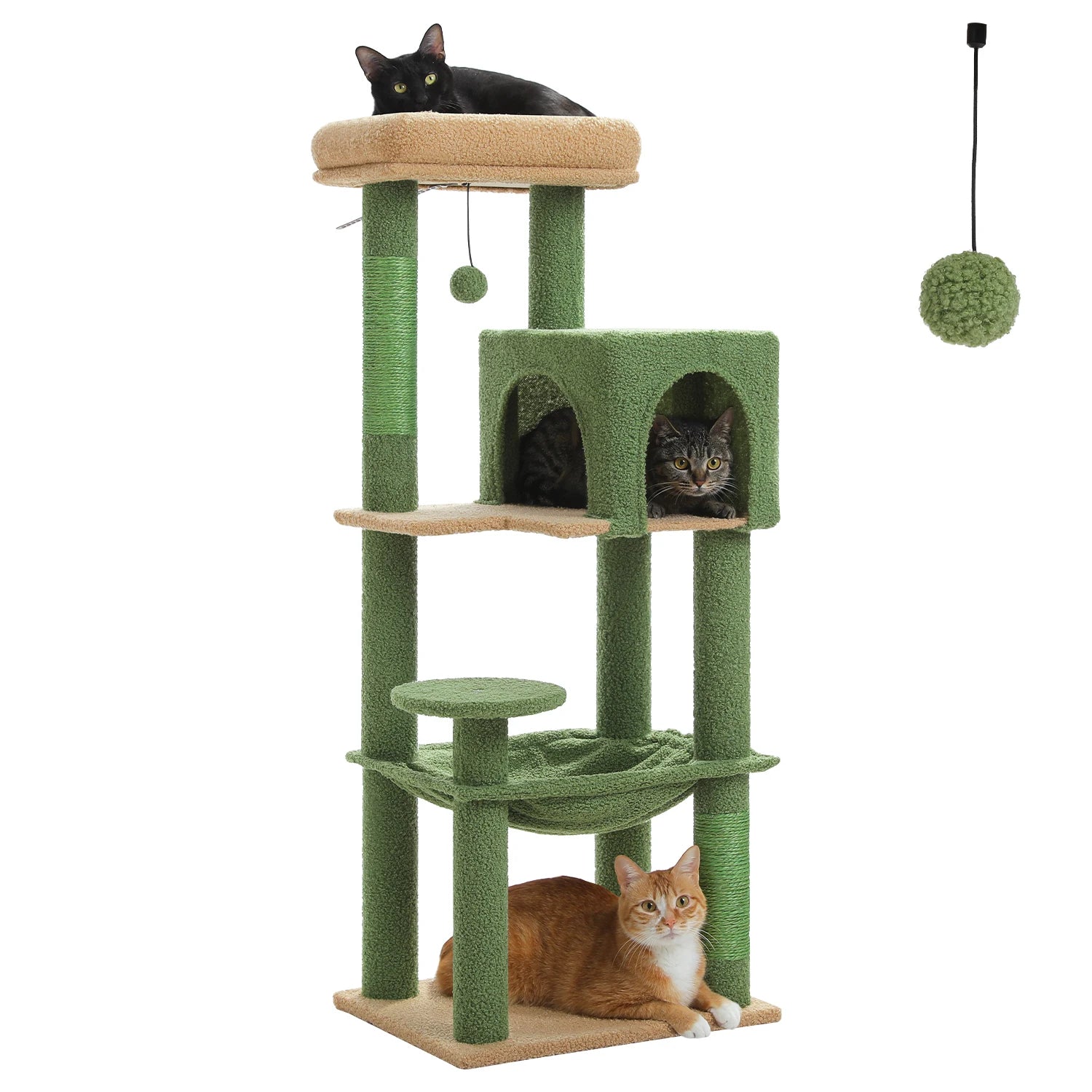 Rascador multinivel para gatos con postes de sisal, condominio acogedor, hamaca grande, torre de felpa para gatos, cama para gatitos de interior, juguetes para gatos
