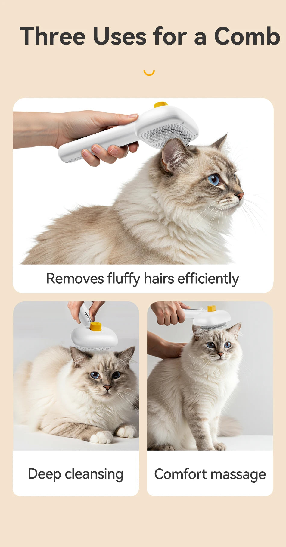 Cepillo de vapor eléctrico ROJECO para mascotas, cepillo pulverizador para perros y gatos, peine para eliminar el pelo de mascotas, herramienta de aseo para mascotas, cepillo de niebla de agua removedor de pelo