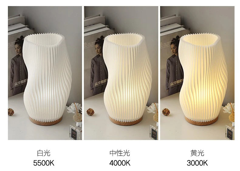 Lámpara de escritorio 3D estilo crema francesa, lámpara de cabecera plisada para dormitorio estilo ins, lámpara de ambiente para estudio, cafetería, asiento de tarjeta.