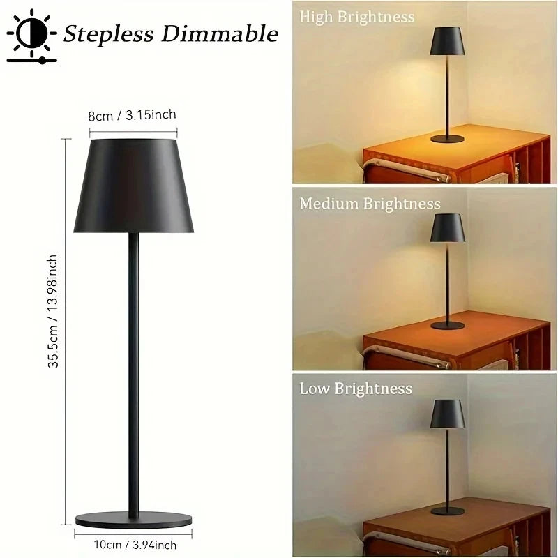 Lámparas de mesa LED inalámbricas regulables en 3 niveles, luz nocturna táctil recargable por USB, lámpara de escritorio LED para habitación, estudio, oficina, bares, café