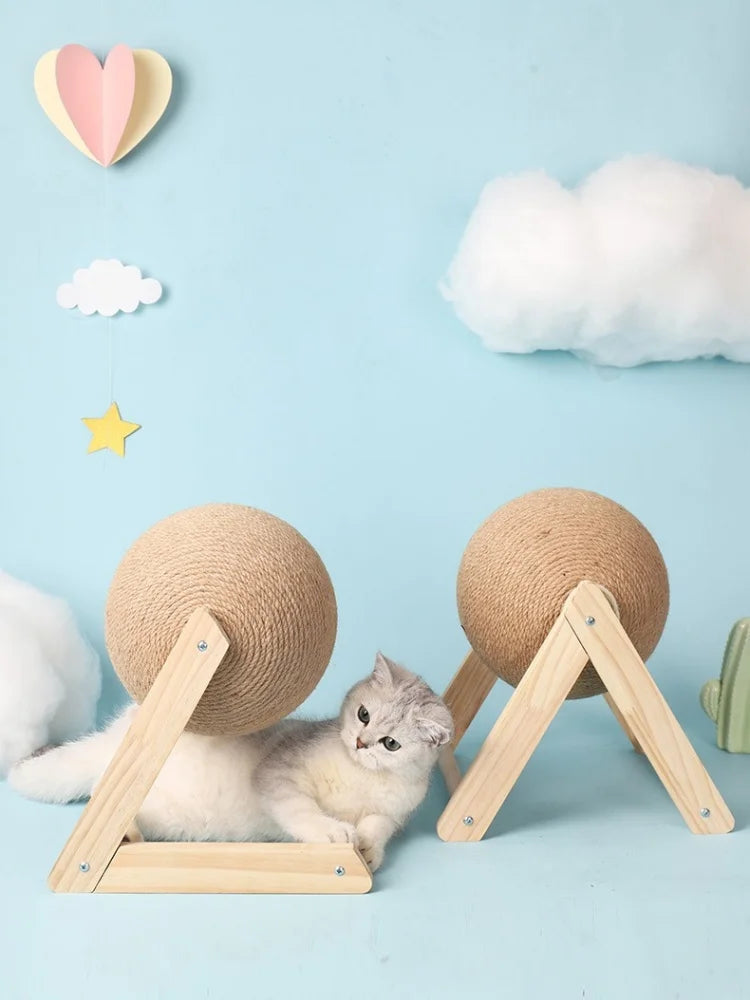 Juguete de bola rascador para gatos, cuerda de sisal para gatitos, tabla de moler patas, rascador para gatos, juguete resistente al desgaste para mascotas, muebles