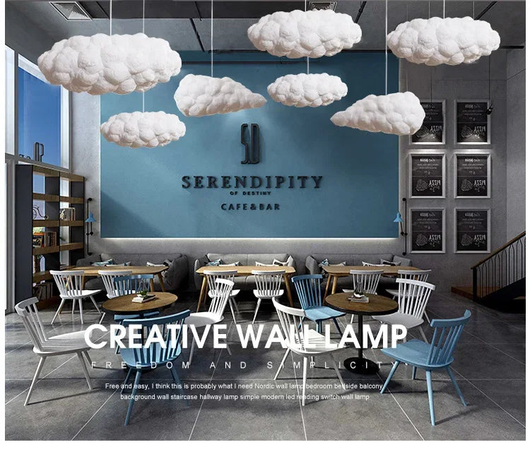 Lámpara Colgante Moderna de Nubes, Lámpara Colgante Blanca para Cafetería, Tienda de Ropa, Dormitorio Comercial, Sala de Estar