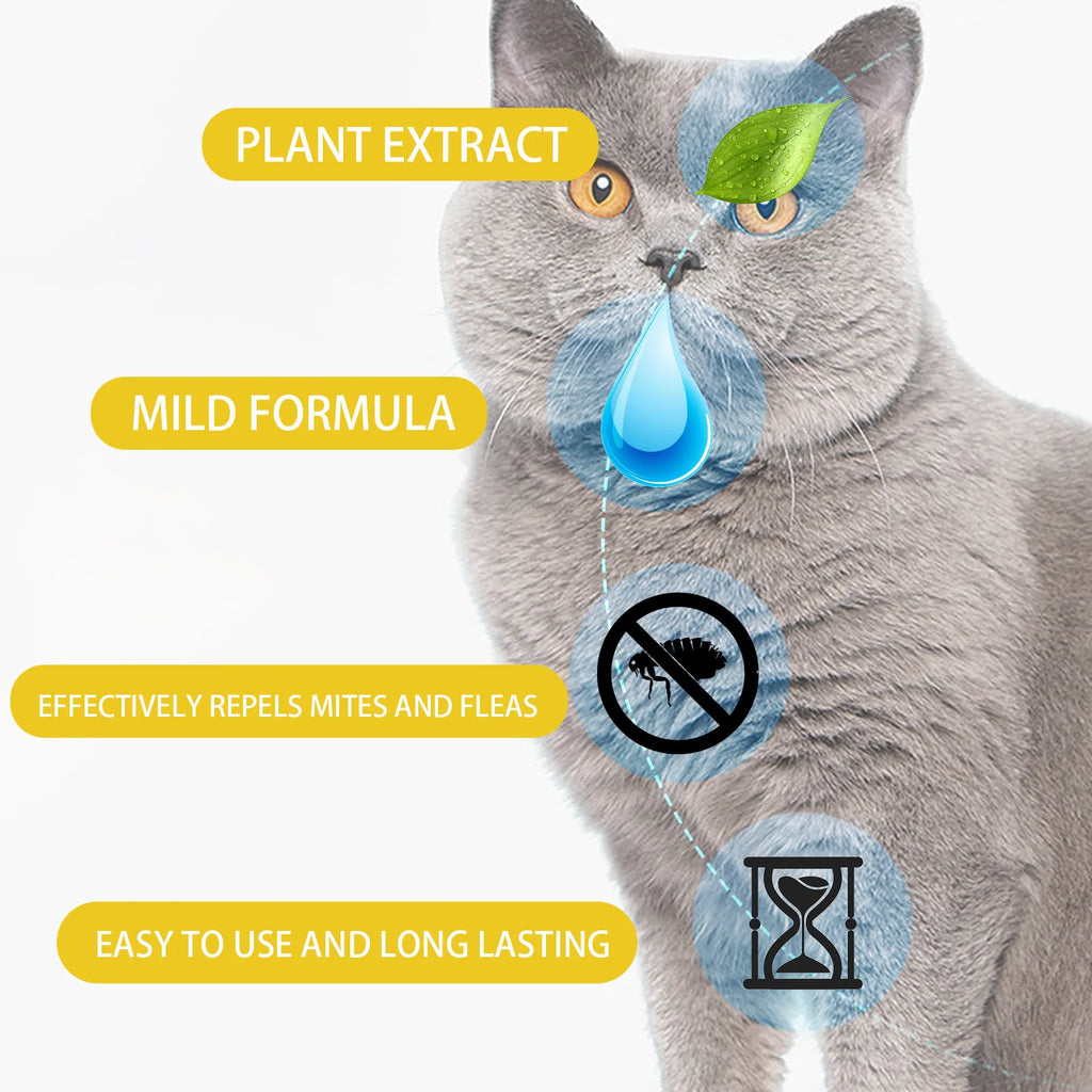 Gotas antipulgas para gatos, elimina pulgas y piojos, alivia la picazón de la piel, repelente de insectos externo, suministros de desparasitación, gotas para el tratamiento de garrapatas en mascotas