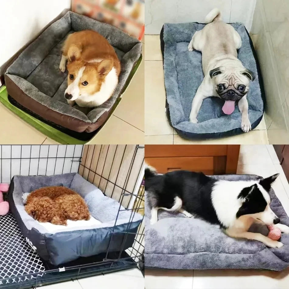 Sofá suave cuadrado grande para perros, casa elástica para perros, cojín, cama cálida de invierno para perros medianos, lavable, accesorios para casa de gatos.
