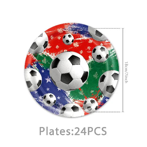 Fiesta Patitas Fútbol Cumpleaños Vajilla Taza Plato Servilleta Fútbol Cumpleaños Kit Globo Llavero Decoración de fiesta para cumpleaños decoración de fútbol