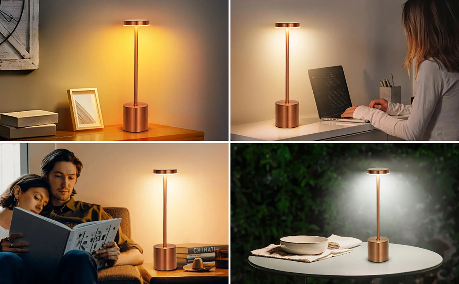 Lámpara de mesa clásica, luz nocturna recargable por USB, 3 colores, regulable, táctil, lámpara de escritorio, lámpara de mesita de noche, cafetería, club