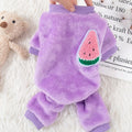 Monos de perro de moda, pijamas cálidos de felpa de invierno para perros, ropa de cuatro patas para cachorros, monos con estampado de frutas para gatos, ropa para perros chihuahua