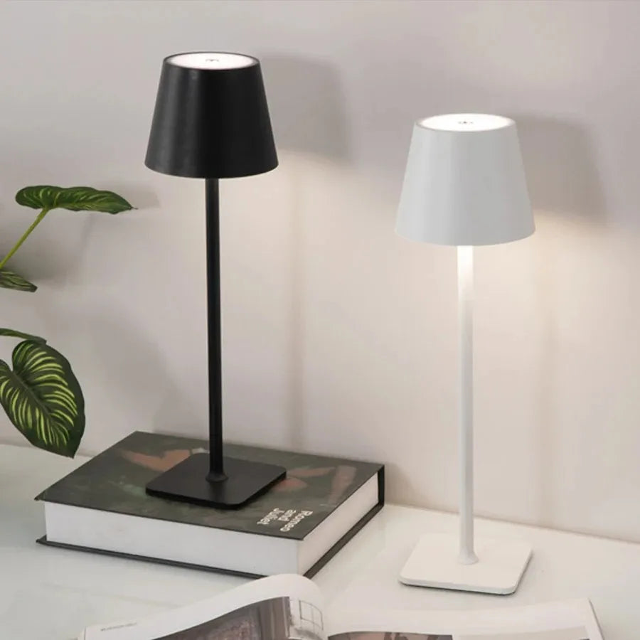 Lámpara de mesa LED nórdica, recargable, táctil, regulable, para dormitorio, comedor, cafetería, decoración sencilla para el hogar.