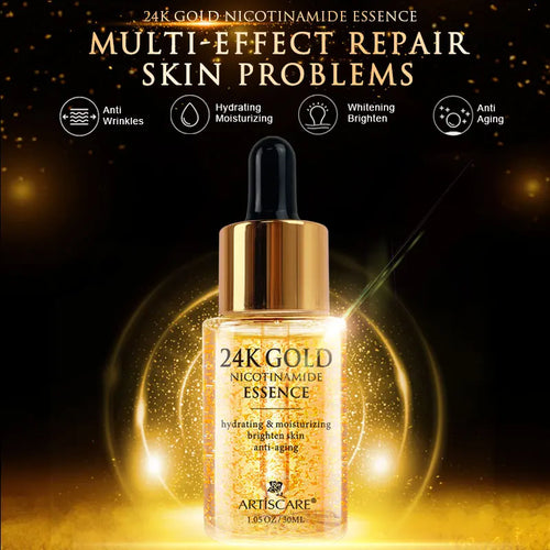 ARTISCARE SET de cuidado de la piel con oro de 24K, Crema facial, Suero hidratante, Esencia para ojeras, Productos coreanos para el cuidado de la piel