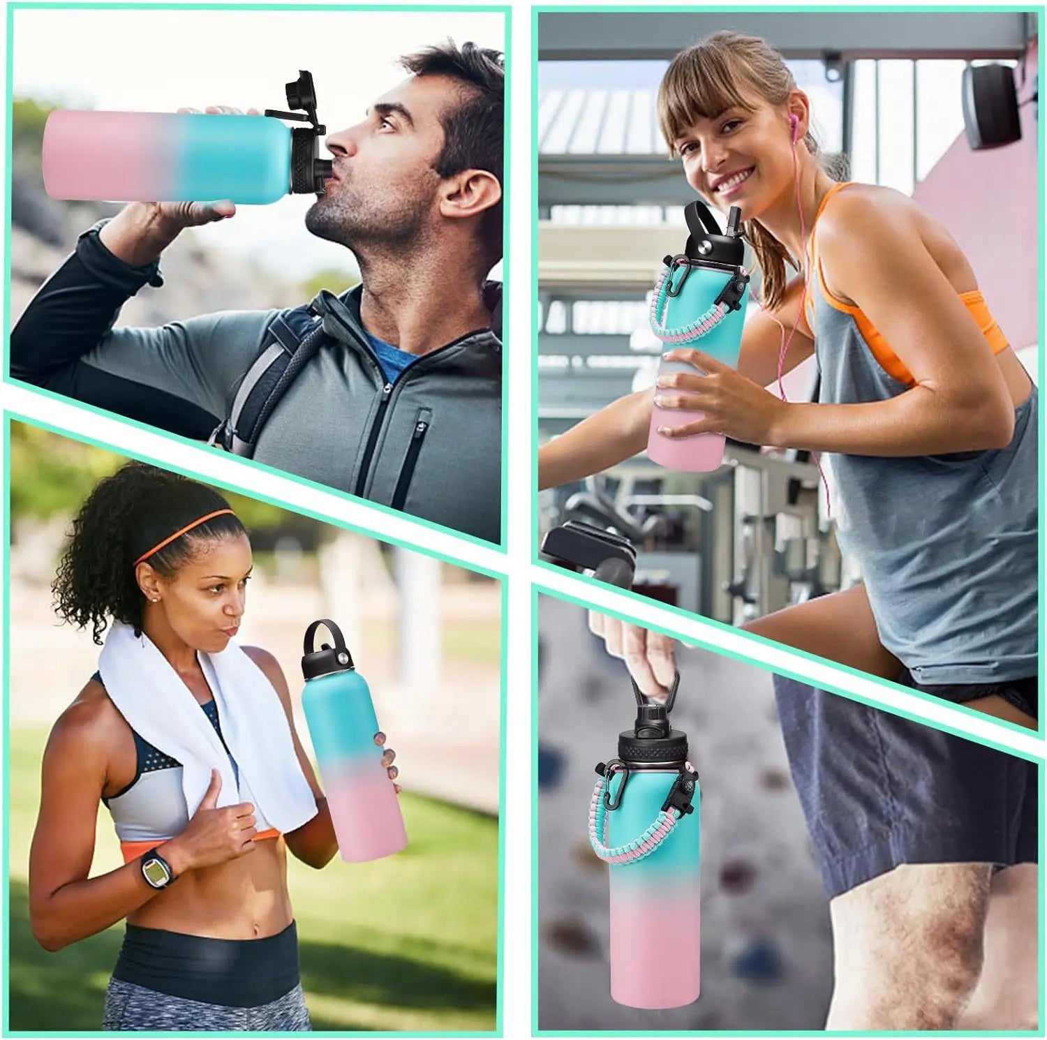Steel Large Sports Vacuum Water Bottle Set 64oz 2L Double Wall Cooler Water Vacuum Flask With Bag