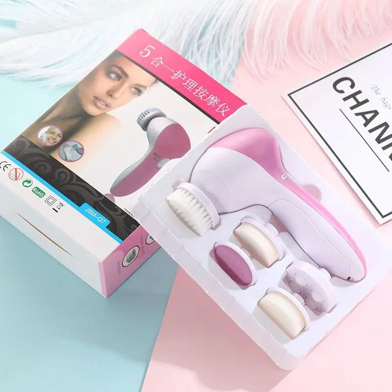 Eléctrico 5 EN 1 Limpiador Facial Eléctrico Cepillo Máquina de Lavado Spa Cuidado de la Piel Masaje Limpieza de Puntos Negros Herramientas Limpiadoras Faciales