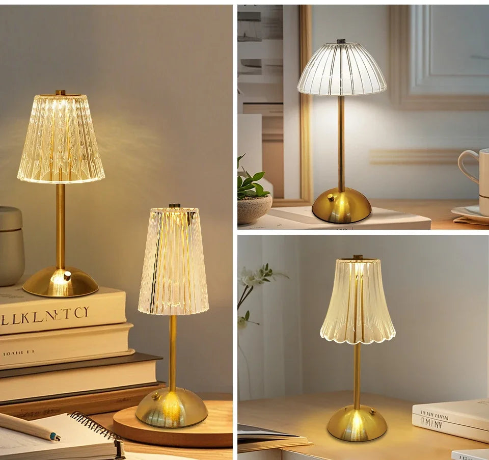 Lámpara de mesa LED recargable por USB con atenuación táctil, luz ambiental para cafetería/bar, luz nocturna de lectura con protección ocular, decoración para dormitorio
