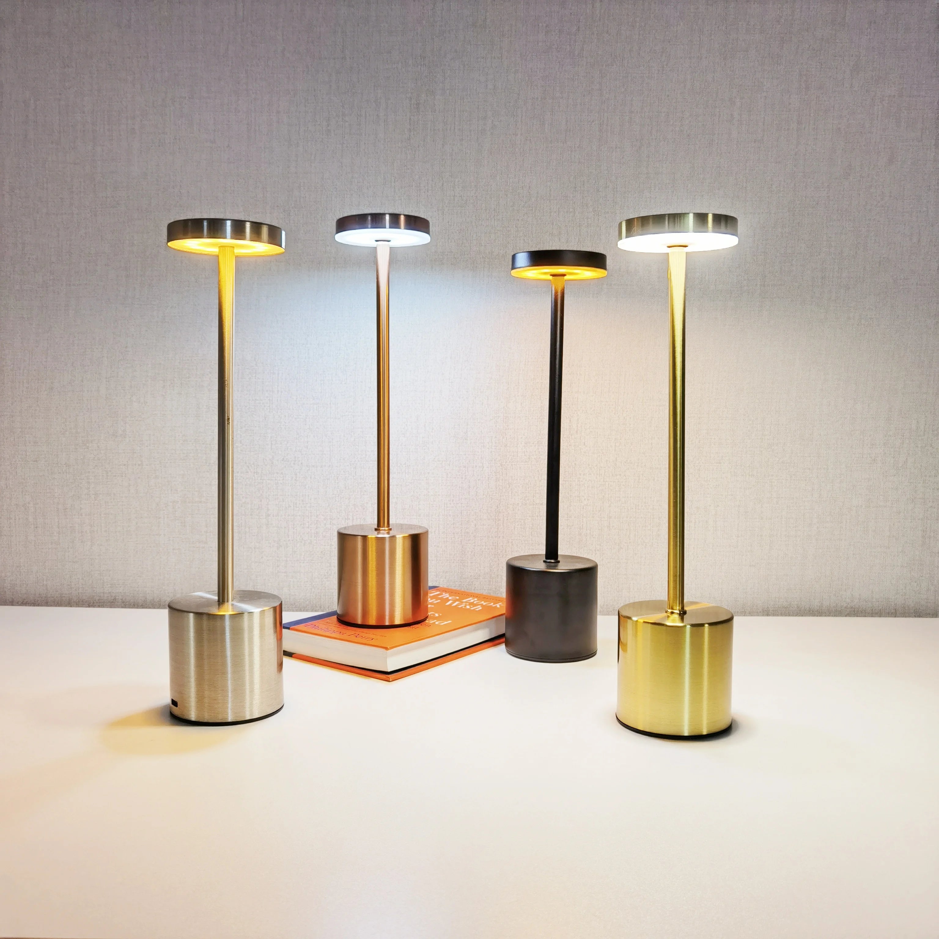 Lámpara de mesa clásica, luz nocturna recargable por USB, 3 colores, regulable, táctil, lámpara de escritorio, lámpara de mesita de noche, cafetería, club