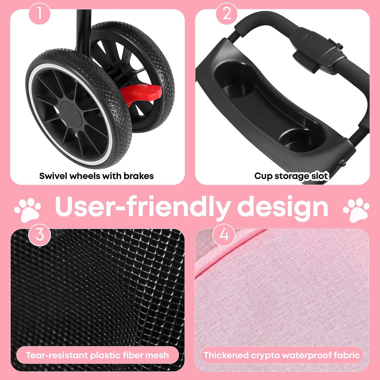 Cochecito para mascotas para perros pequeños y gatos, cochecito de viaje portátil para perros, carrito plegable para perros y gatos