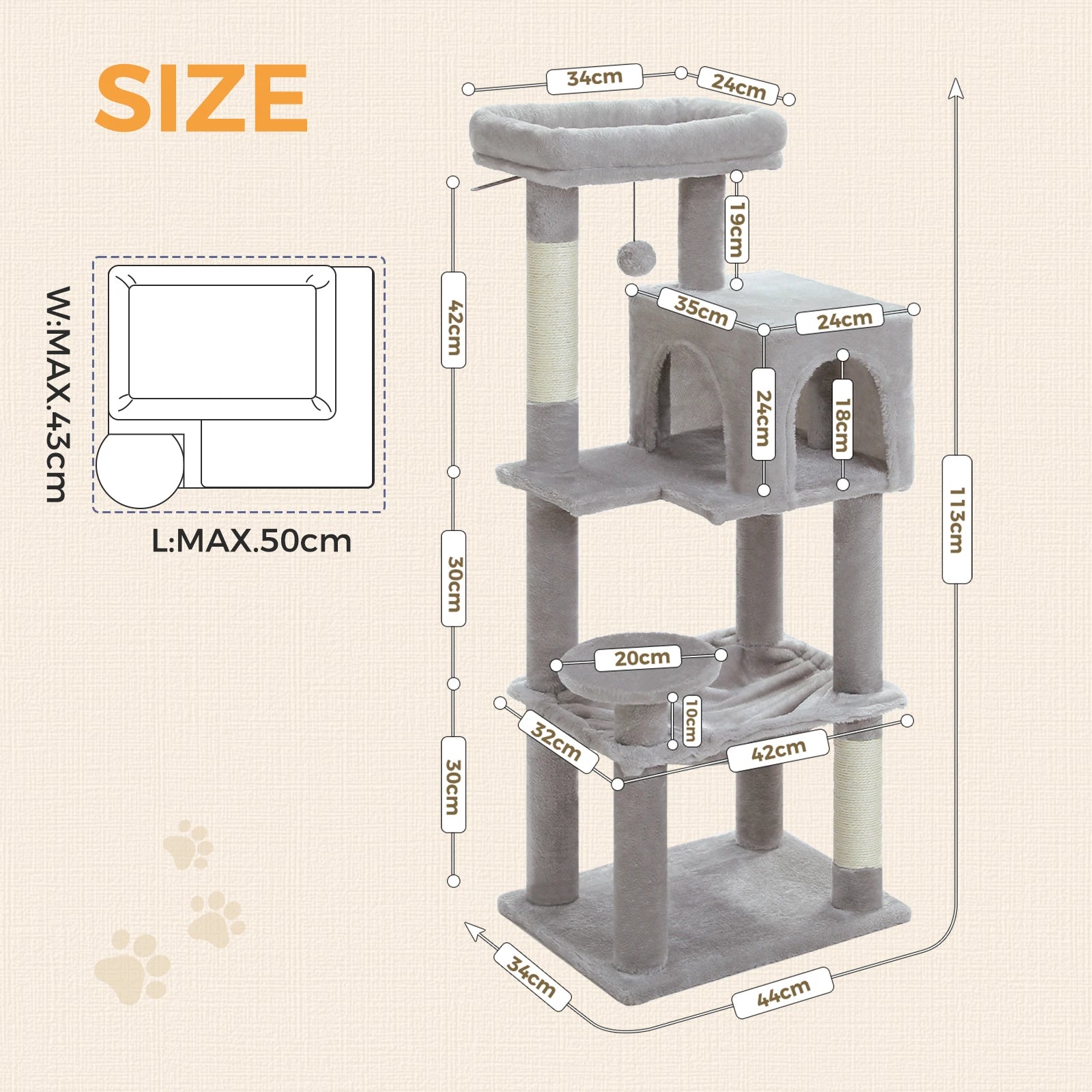 Rascador multinivel para gatos con postes de sisal, condominio acogedor, hamaca grande, torre de felpa para gatos, cama para gatitos de interior, juguetes para gatos