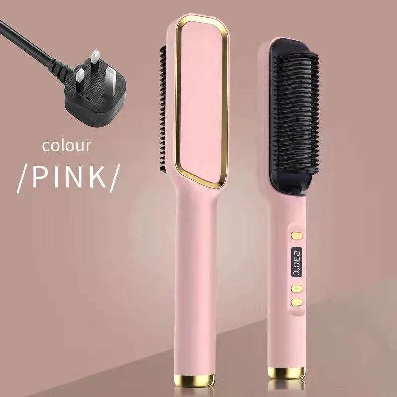 Sunny Hair: Electric Hot Comb Multifunctional Straight Hair Straightener Comb Negative Ion Anti-Scalding Styling Tool Straightening Brush