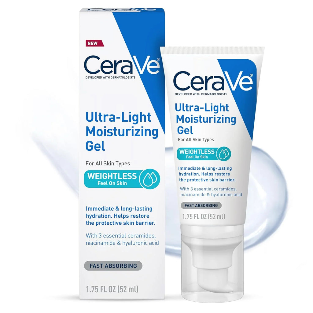 CeraVe Gel Hidratante Facial Ultraligero con Ceramidas Niacinamida Ácido Hialurónico Sin Aceite Sin Fragancia 1.75 FL Oz
