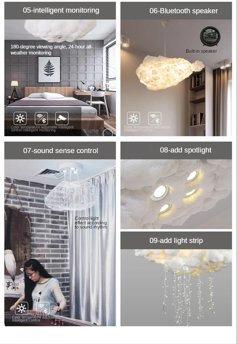 Lámpara Colgante Moderna de Nubes, Lámpara Colgante Blanca para Cafetería, Tienda de Ropa, Dormitorio Comercial, Sala de Estar