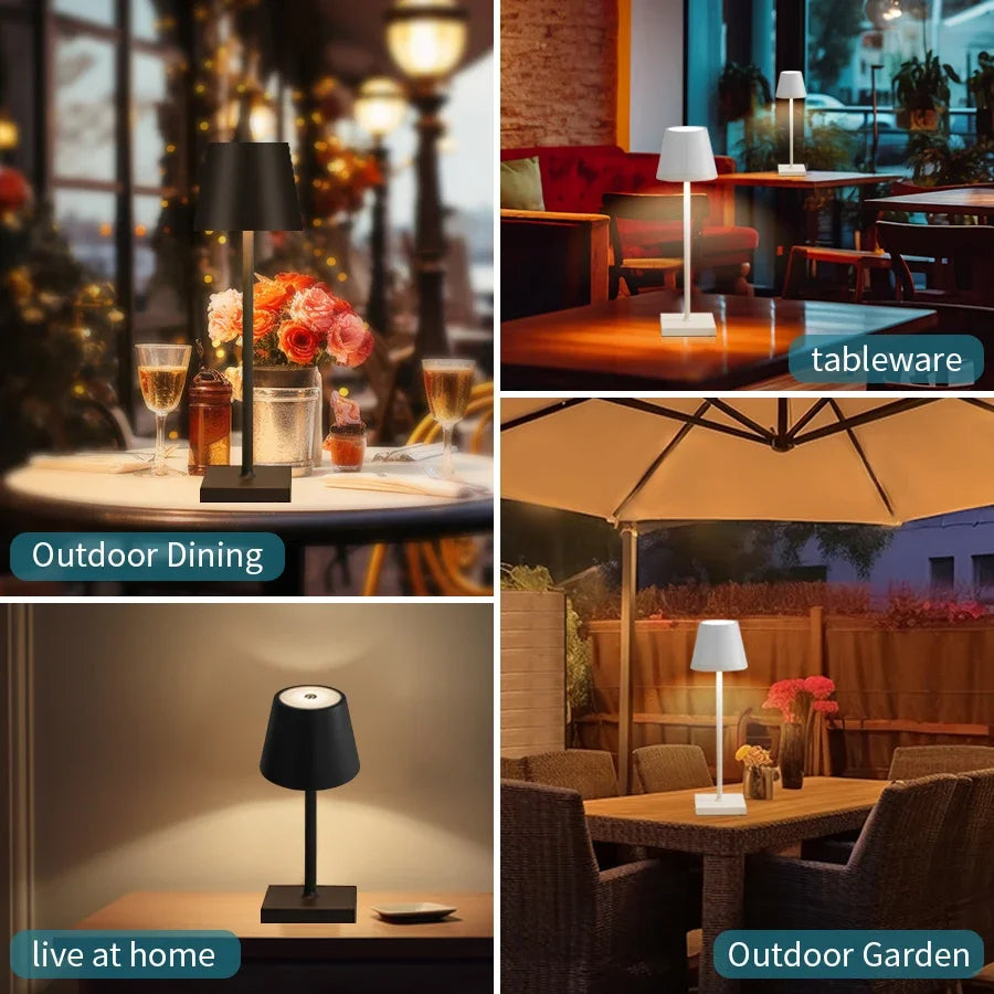 Lámpara de mesa LED nórdica, recargable, táctil, regulable, para dormitorio, comedor, cafetería, decoración sencilla para el hogar.