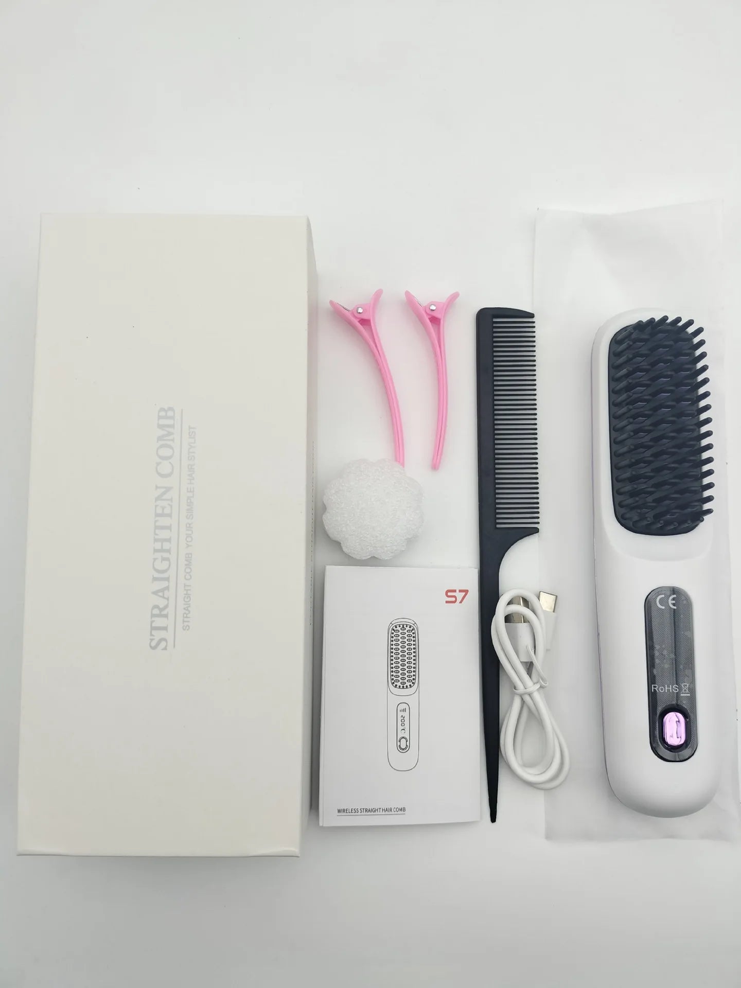 Sunny Hair: Upgrade Portable Straightener Brushs for Travel with LCD Temperature Display Fast Heating Cordless Mini Hair Brushs for Women