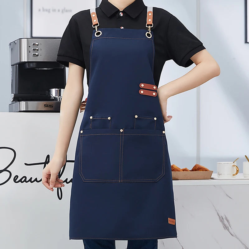Apron Custom Logo Catering Server Uniforms Restaurant Cafe Hotel Waiter Chef Aprons Women Nail Salon Work Bib Men's BBQ Mandiles