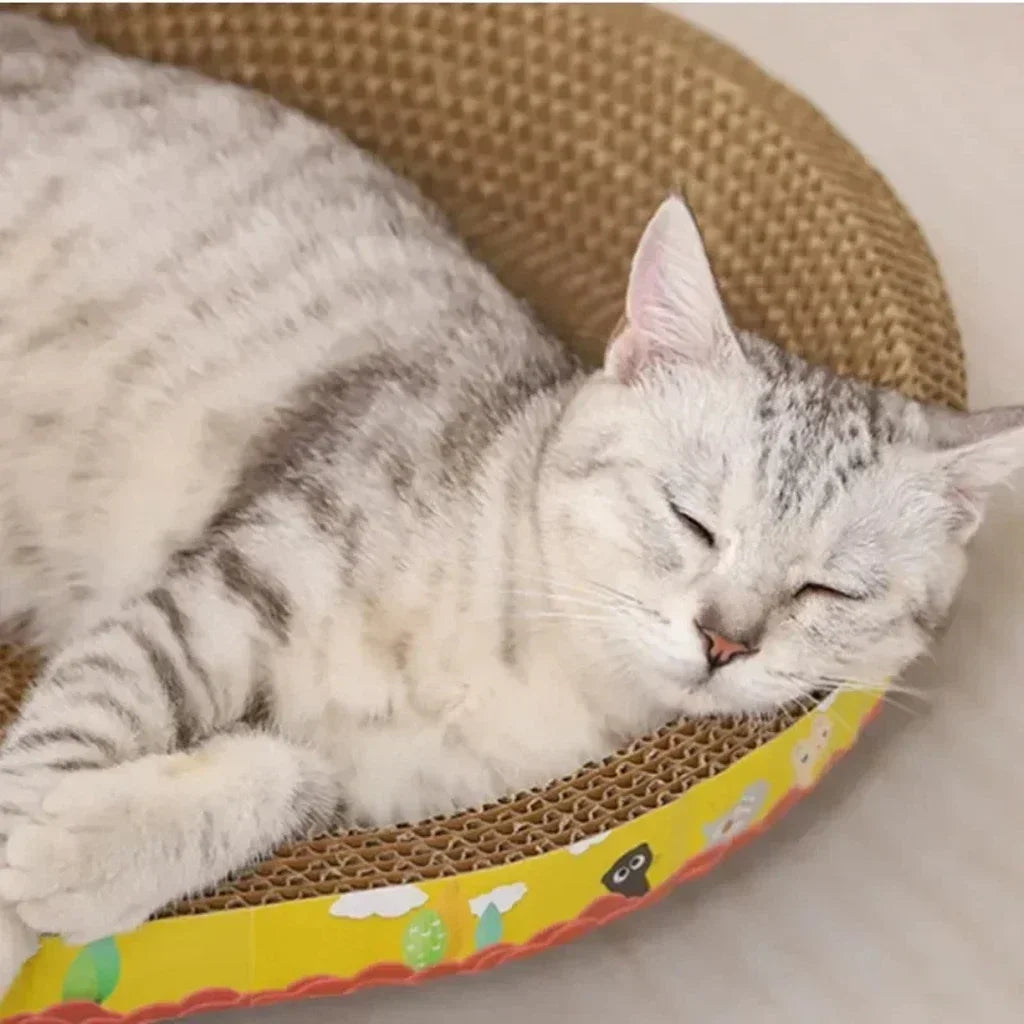 Tabla de rascado para gatos, protege los muebles, juguetes para afilar garras, nido de gato de papel corrugado ovalado resistente al desgaste, accesorios para gatos