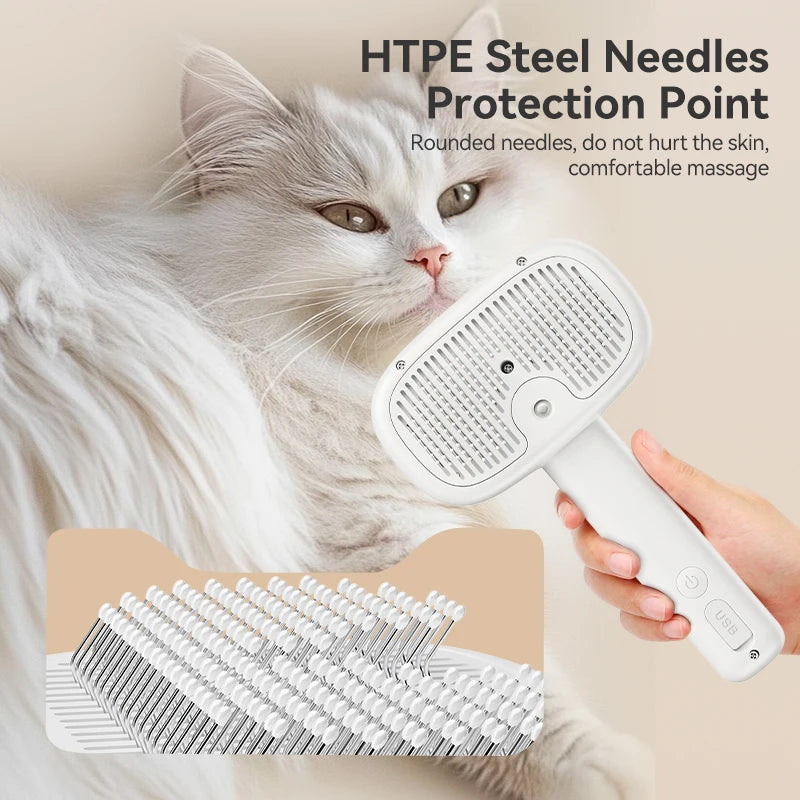 Cepillo de vapor eléctrico ROJECO para mascotas, cepillo pulverizador para perros y gatos, peine para eliminar el pelo de mascotas, herramienta de aseo para mascotas, cepillo de niebla de agua removedor de pelo