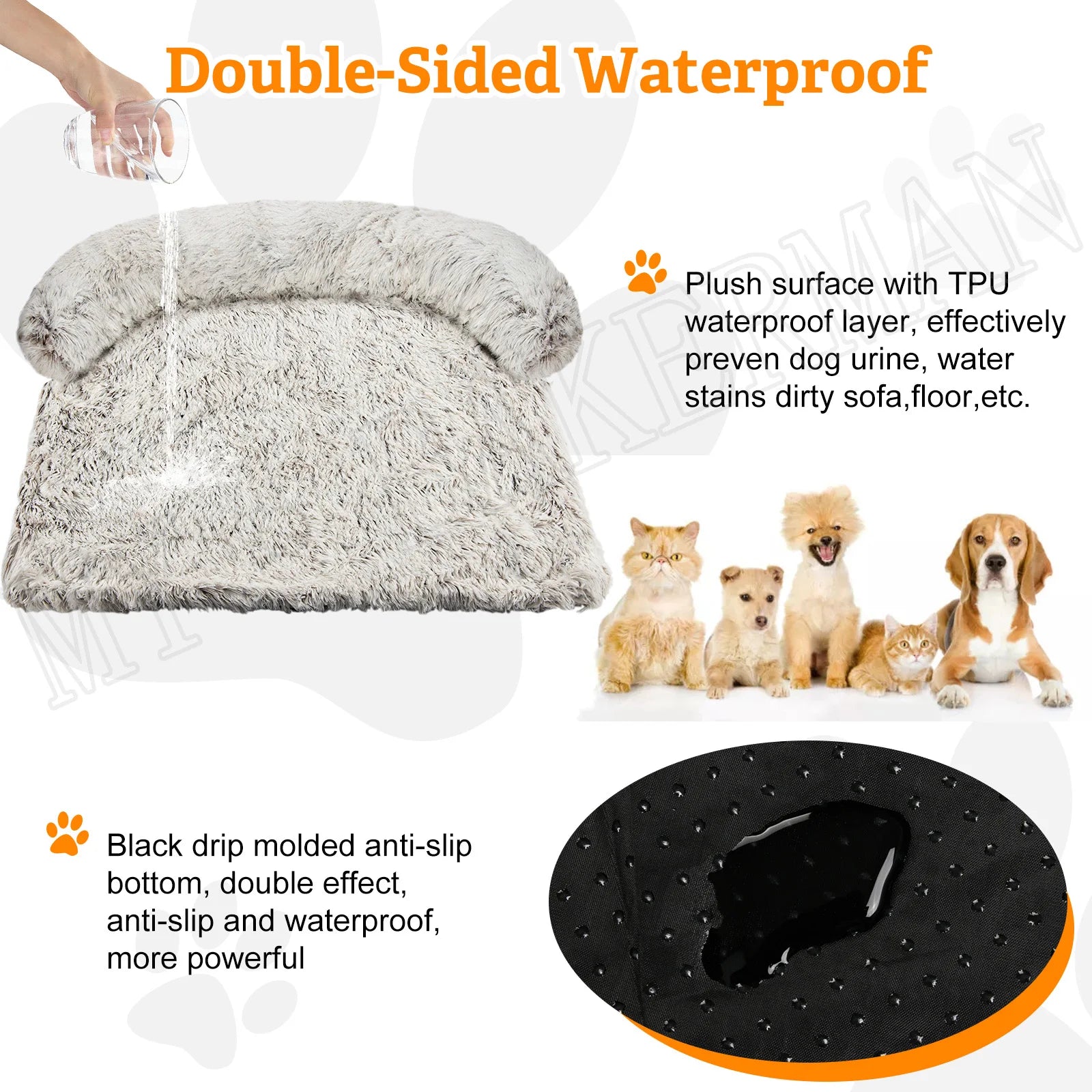 S-XXL Sofá Cama para Perros, Cama Calmante para Mascotas, Nido Cálido Lavable, Protector de Muebles Suave, Manta para Gatos, Cama Sofá para Perros Grandes