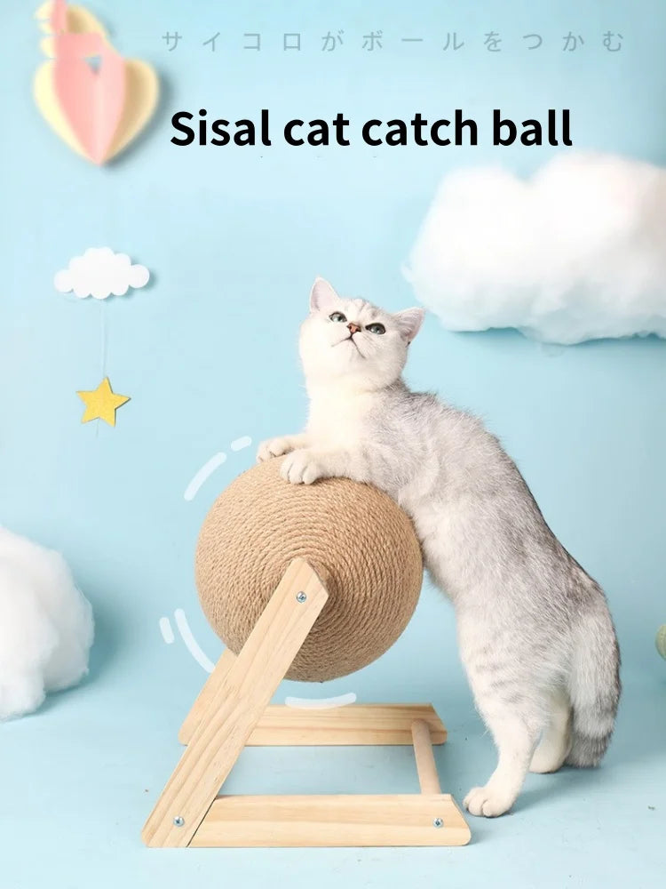 Juguete de bola rascador para gatos, cuerda de sisal para gatitos, tabla de moler patas, rascador para gatos, juguete resistente al desgaste para mascotas, muebles