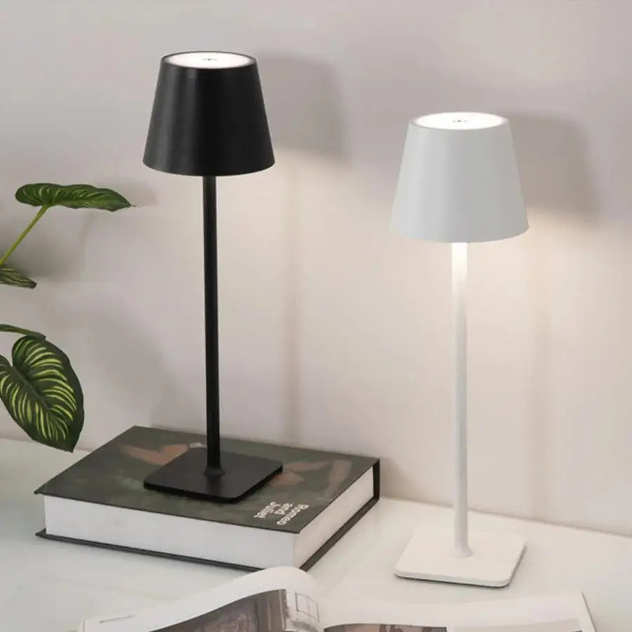 Lámpara de mesa LED nórdica, recargable, táctil, regulable, para dormitorio, comedor, cafetería, decoración sencilla para el hogar.