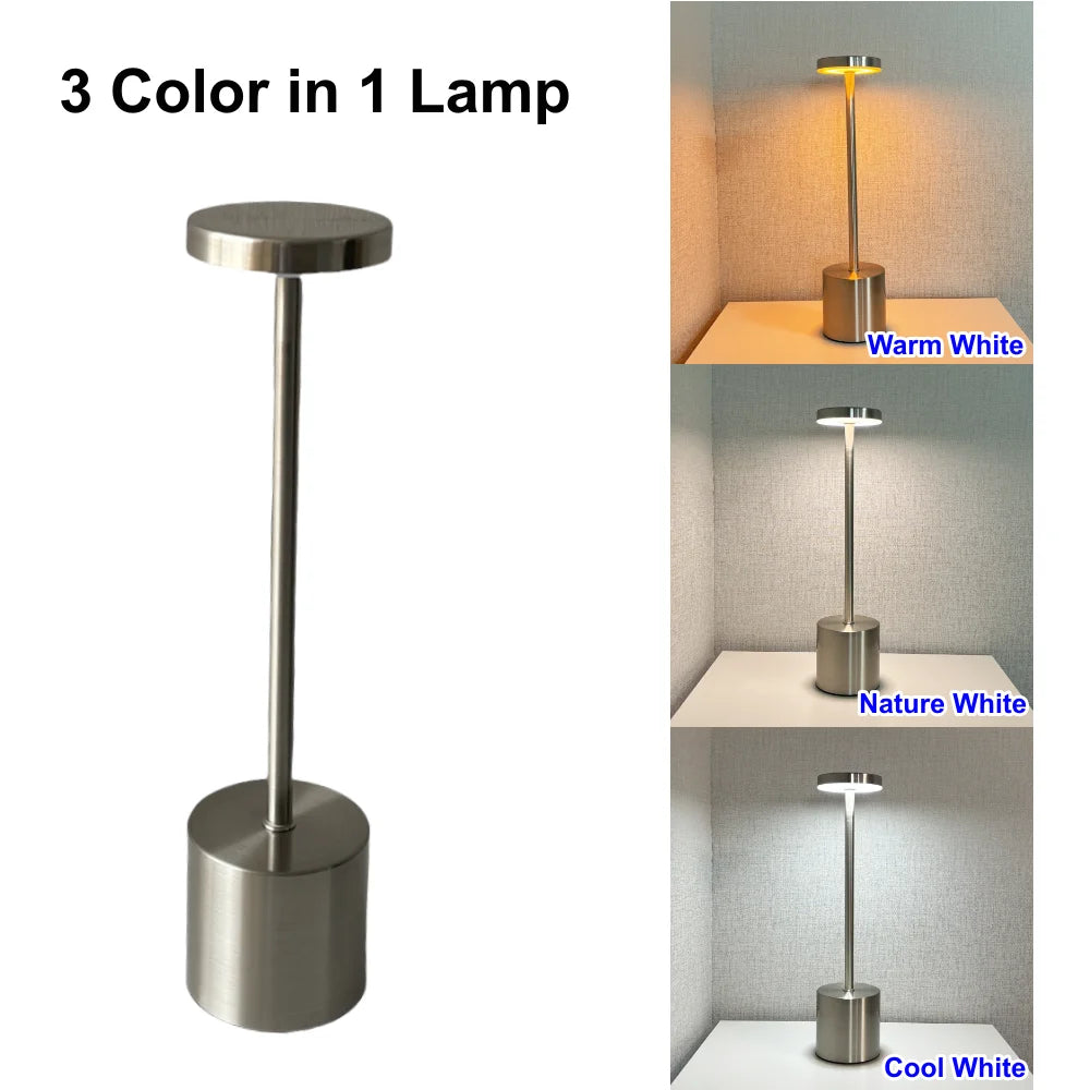 Lámpara de mesa clásica, luz nocturna recargable por USB, 3 colores, regulable, táctil, lámpara de escritorio, lámpara de mesita de noche, cafetería, club