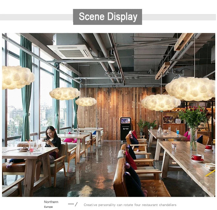 Lámpara Colgante Moderna de Nubes, Lámpara Colgante Blanca para Cafetería, Tienda de Ropa, Dormitorio Comercial, Sala de Estar