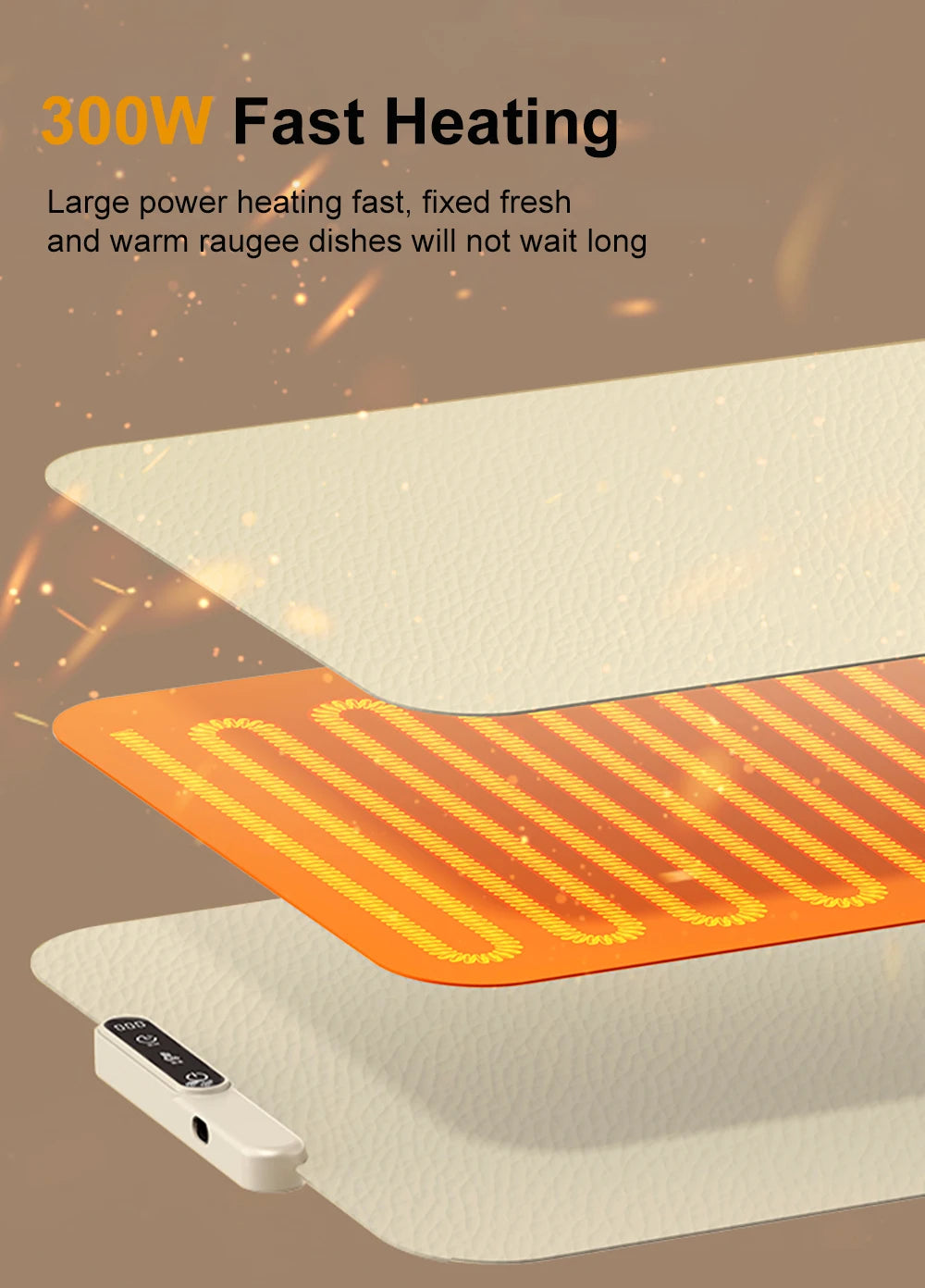 Electric Heating Plate Food Warmer Mat Silicone Dining Table Fast Warming Food Coffee Heater Tray Foldable Food Warming Plate