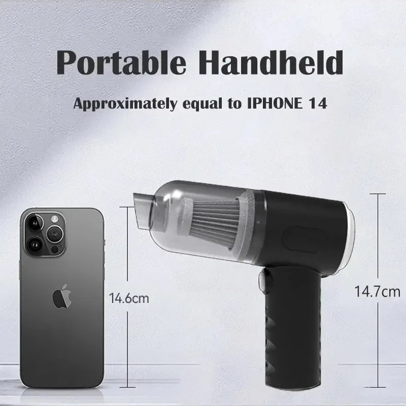 Sunny Clean: Aspiradora de coche inalámbrica de 9000 Pa, carga USB, 1200 mAh, electrodoméstico de limpieza portátil, mini aspiradora húmeda y seca para el hogar