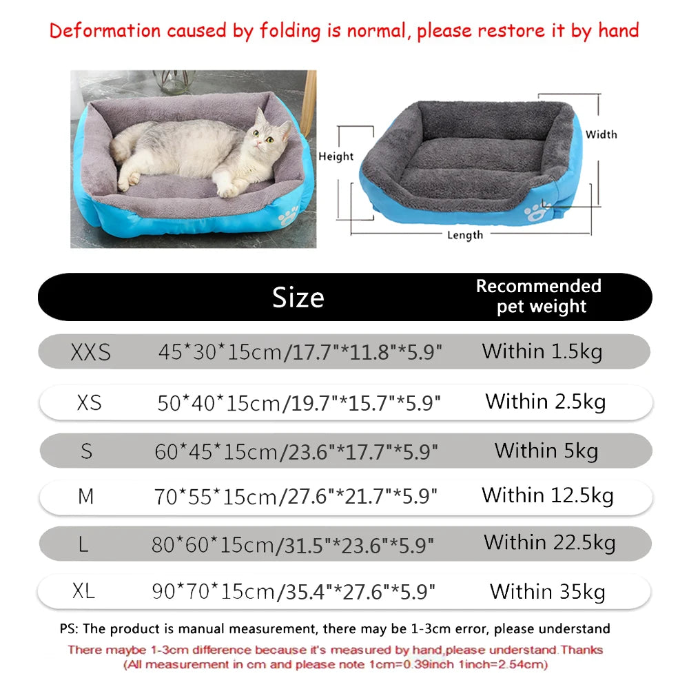 Sofá suave cuadrado grande para perros, casa elástica para perros, cojín, cama cálida de invierno para perros medianos, lavable, accesorios para casa de gatos.