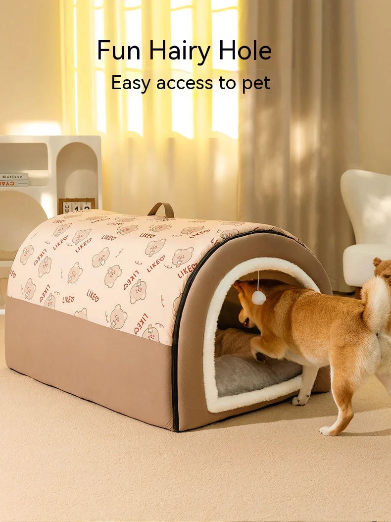 Cama para Perro Grande, Nido de Perro Grande de Invierno Cálido, Cama para Perro Desmontable y Lavable, Suministros para Mascotas de Tipo Casa de Perro Grande de Temporada, Nido para Gato