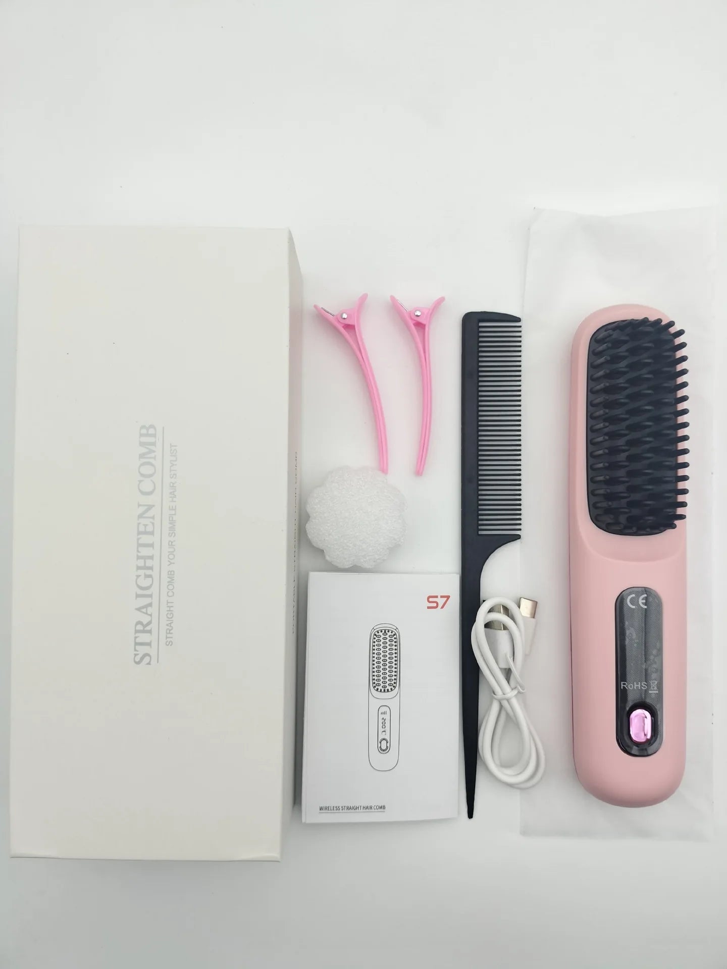 Sunny Hair: Upgrade Portable Straightener Brushs for Travel with LCD Temperature Display Fast Heating Cordless Mini Hair Brushs for Women