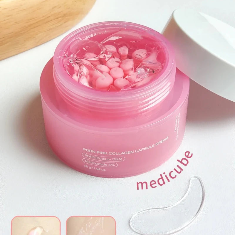 Sunny Skin: PDRN Pink Collagen Capsule Cream con crema de niacinamida para tono de piel irregular, crema hidratante facial ligera, crema coreana original