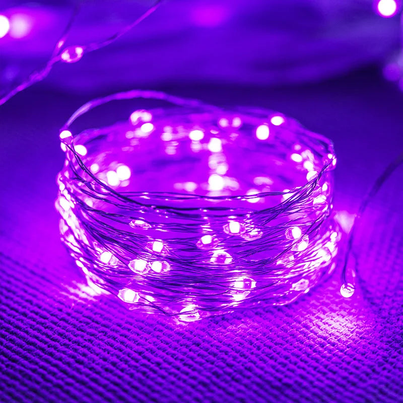 Guirnalda de luces LED 1/2/3/5/10M Impermeable Luces de cadena Decoración navideña Luces de hadas Luces de cadena para exteriores Jardín Navidad
