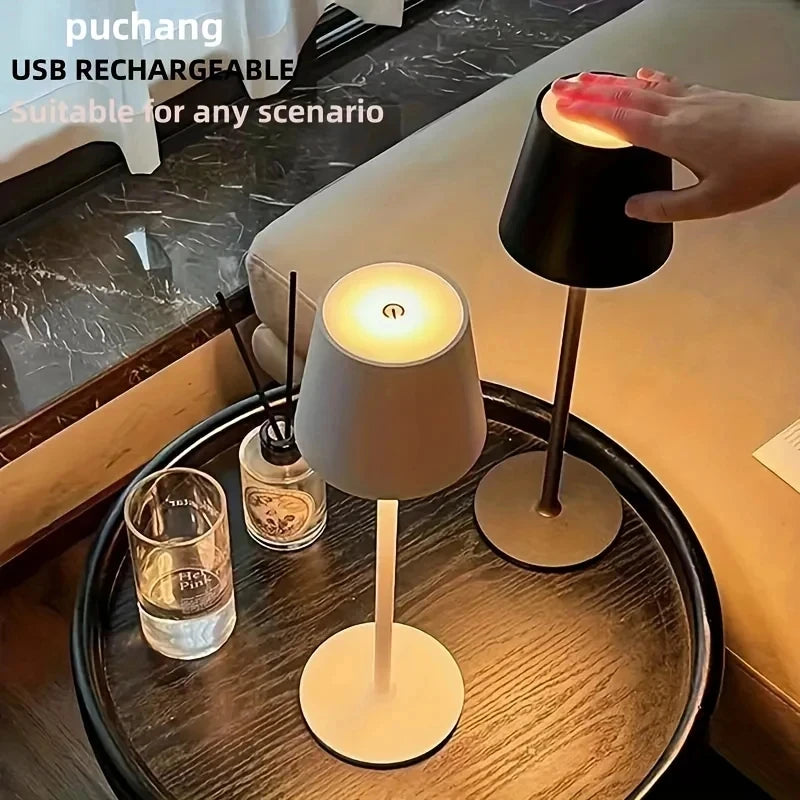 Lámparas de mesa LED inalámbricas regulables en 3 niveles, luz nocturna táctil recargable por USB, lámpara de escritorio LED para habitación, estudio, oficina, bares, café