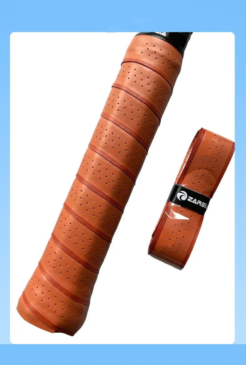 4 Pcs Brown Thick Tennis Grips Non-slip Perforated Badminton Grips Pickleball Racket Overgrip  Padel