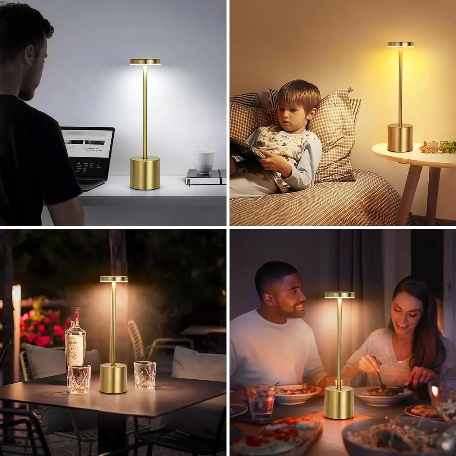 Classic Table Lamp USB Rechargeable Night Light 3 Colors Dimming Touch Desk Lamp Bedside Lamp Hotel Coffee Shop Club