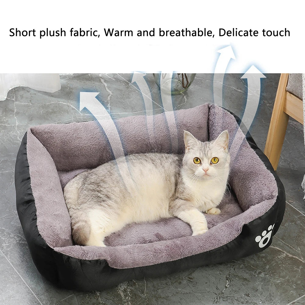 Sofá suave cuadrado grande para perros, casa elástica para perros, cojín, cama cálida de invierno para perros medianos, lavable, accesorios para casa de gatos.