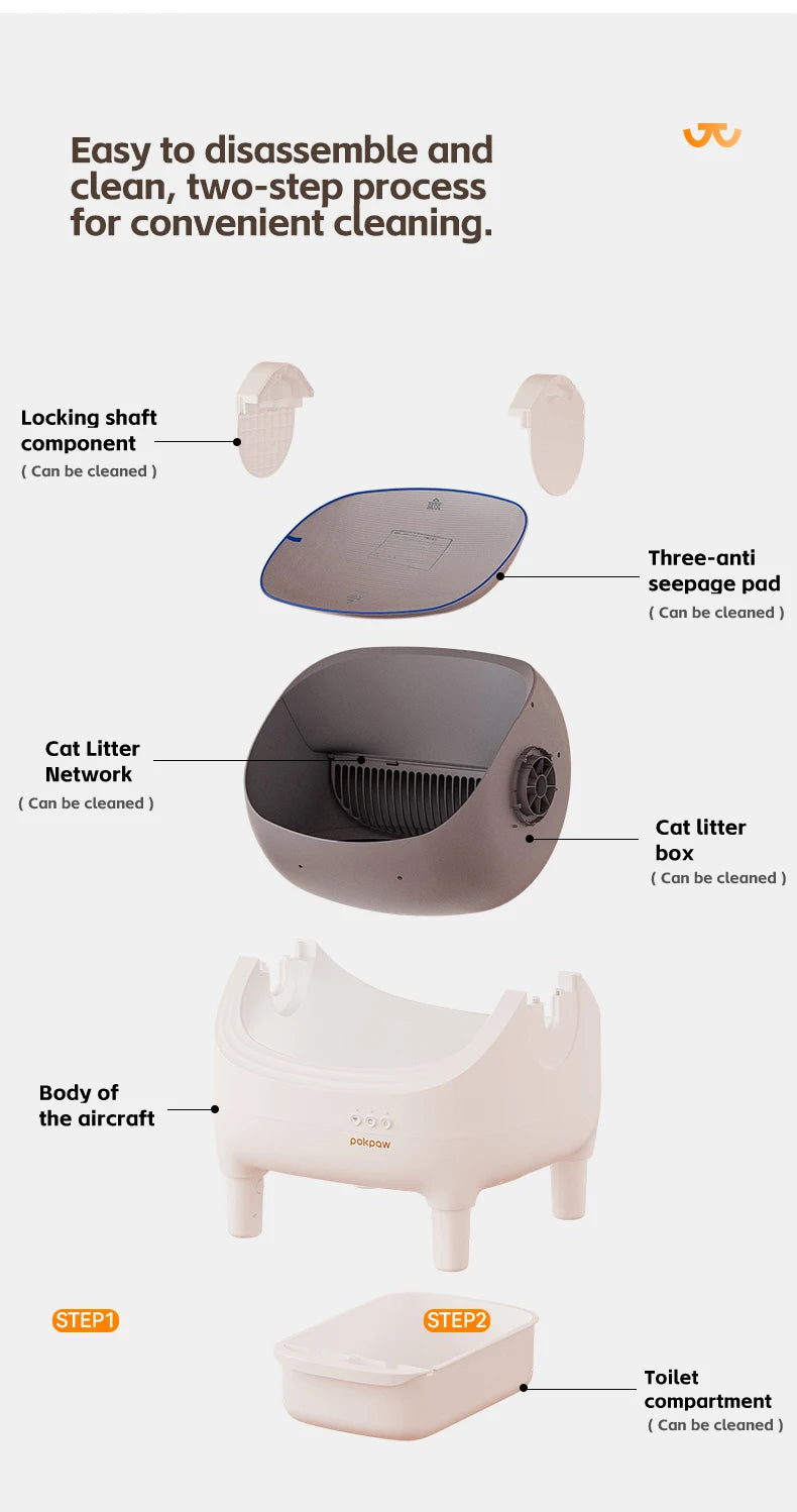 Pokpaw Smart Cat Litter Box 76L Large Automatic Self-cleaning Cats Litter Box Sandbox for cat Toilet Accessories Pet Supplies
