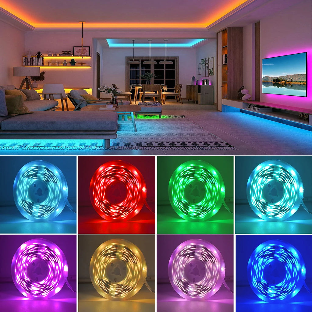 Sunny Light: Tiras de luces LED RGB de 5m, 10m, 20m, 30m, luz LED para habitación con control por APP, cinta flexible Luces LED para decoración de habitaciones y dormitorios