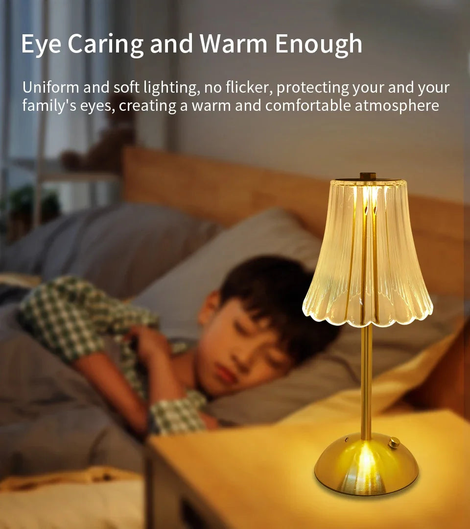 Lámpara de mesa LED recargable por USB con atenuación táctil, luz ambiental para cafetería/bar, luz nocturna de lectura con protección ocular, decoración para dormitorio