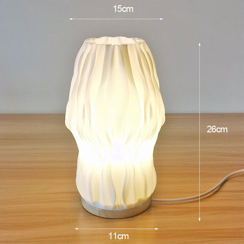 Lámpara de escritorio 3D estilo crema francesa, lámpara de cabecera plisada para dormitorio estilo ins, lámpara de ambiente para estudio, cafetería, asiento de tarjeta.