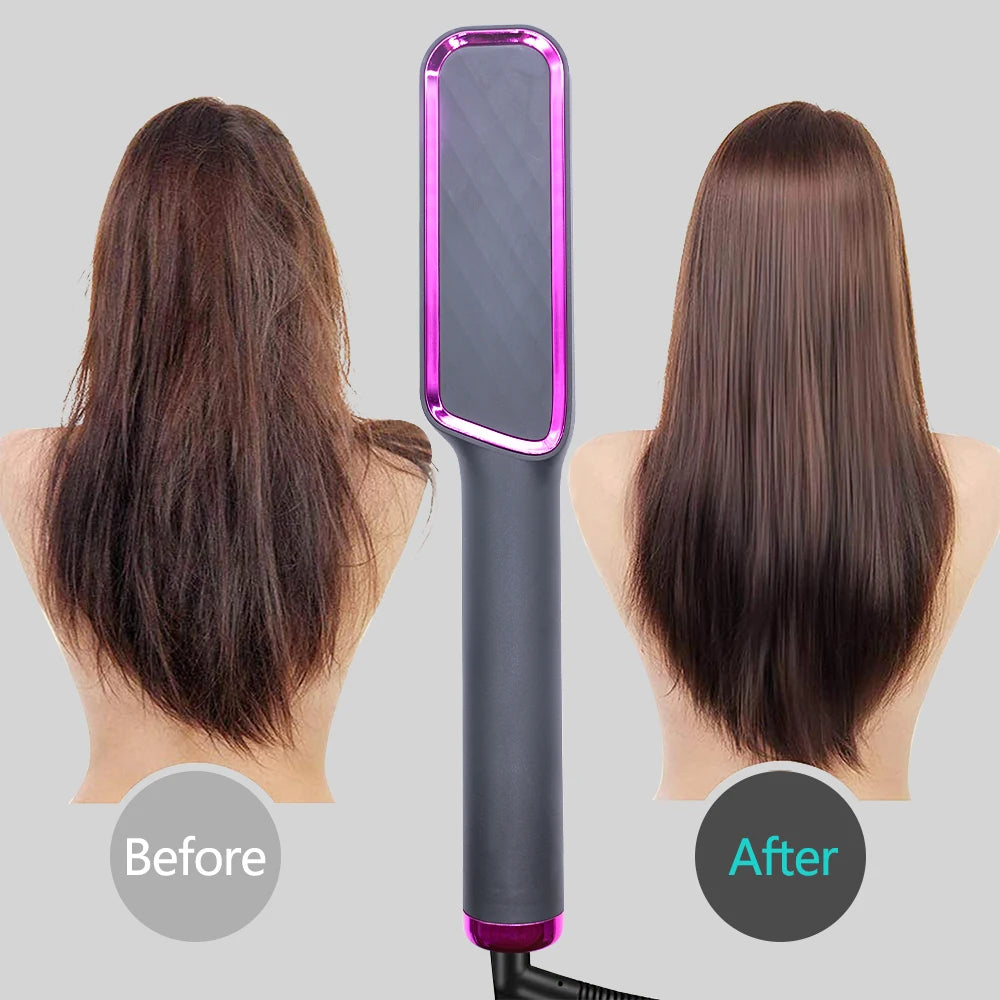 Sunny Hair: Peine caliente eléctrico, peine alisador multifuncional para cabello liso, herramienta de peinado anti-escaldado con iones negativos, cepillo alisador