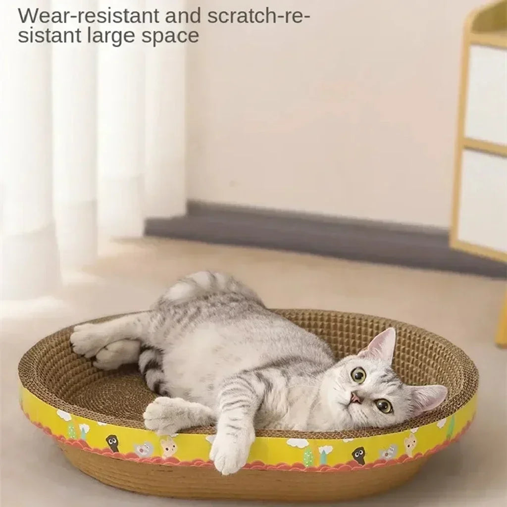 Tabla de rascado para gatos, protege los muebles, juguetes para afilar garras, nido de gato de papel corrugado ovalado resistente al desgaste, accesorios para gatos