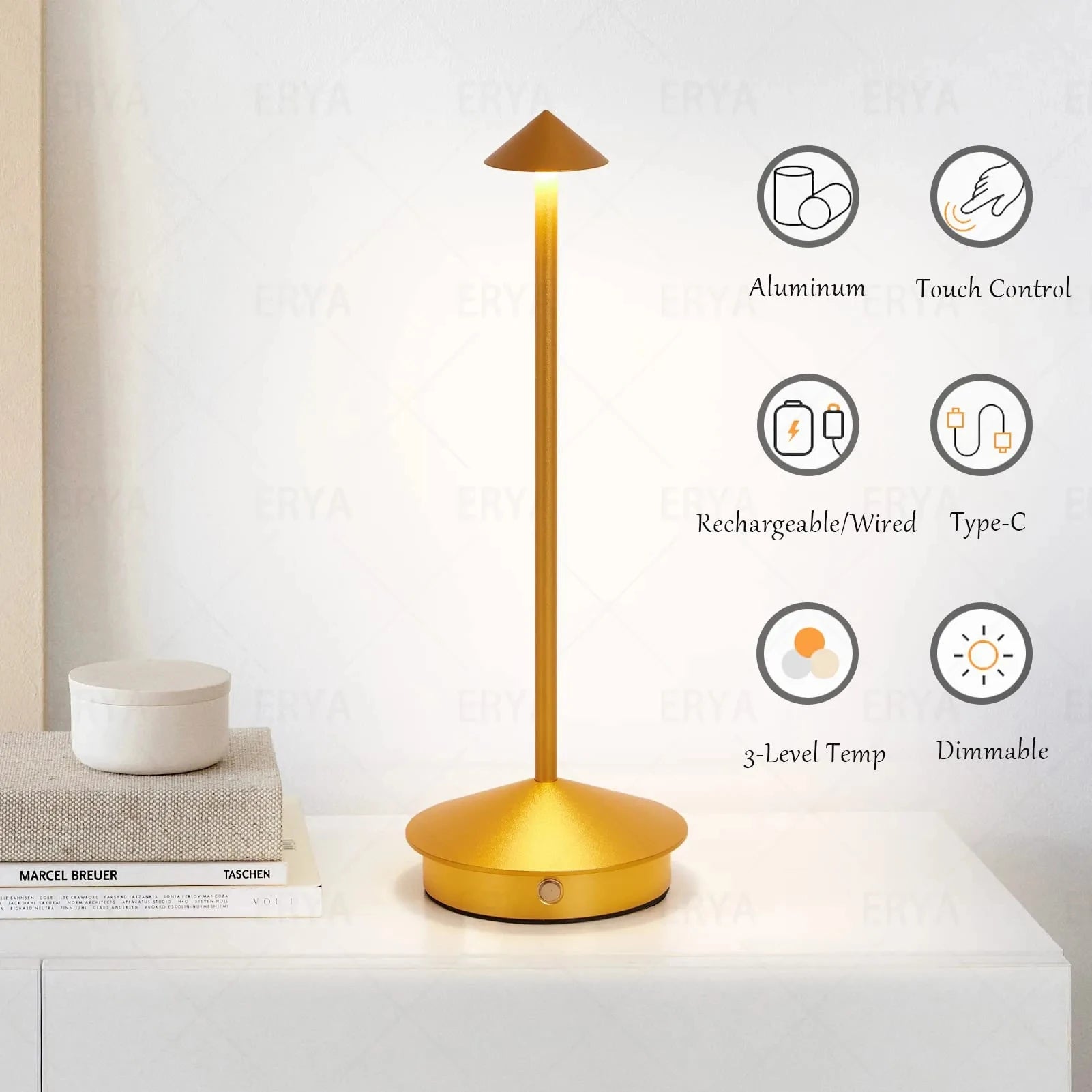 Type-C Rechargeable Table Lamp Creative Dining Touch Led Hotel Bar Coffee Pina pro Table Lamp Lampada Da Tavolo Decorative Lamp